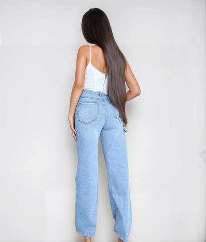 Street Style Weite Hosenbeine mit hoher Taille Jeans